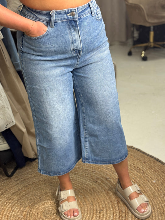 STEPH WIDE LEG DENIM SHORTS
