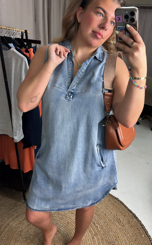 WILLOW DENIM VEST DRESS