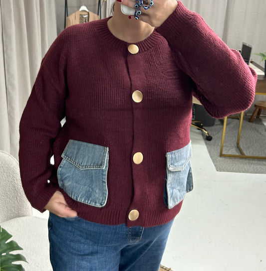 NICOLE DENIM POCKET CARDIGAN