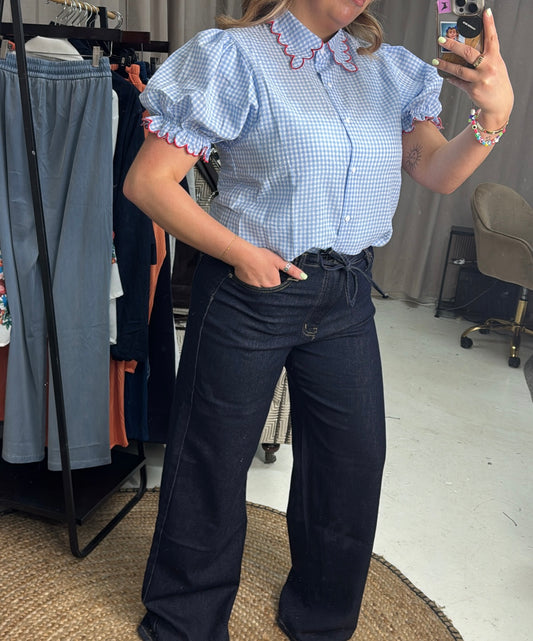 KARIE WIDE LEG PANT DENIM WASH JEANS