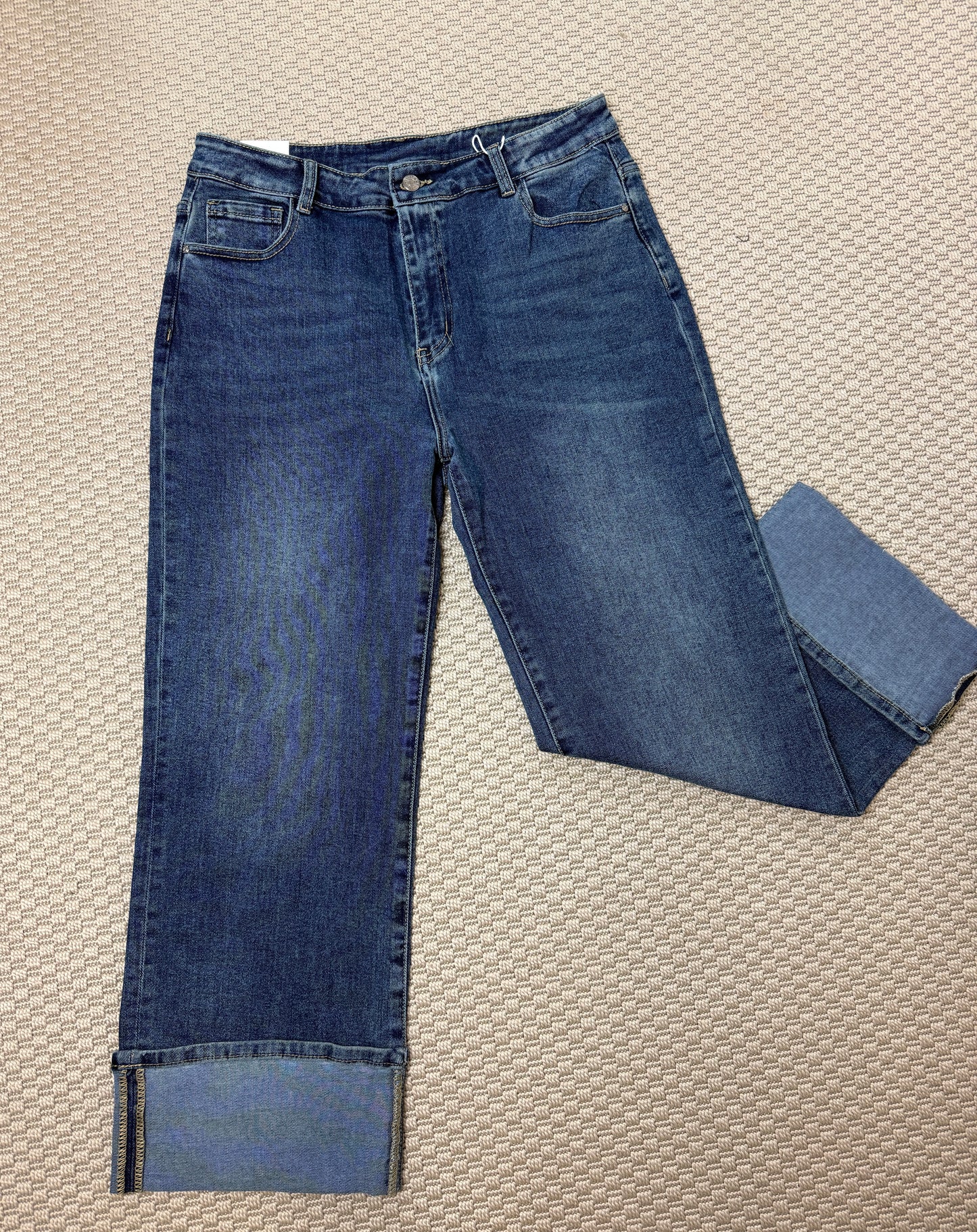 MARIE DARK DENIM TURN UP JEANS