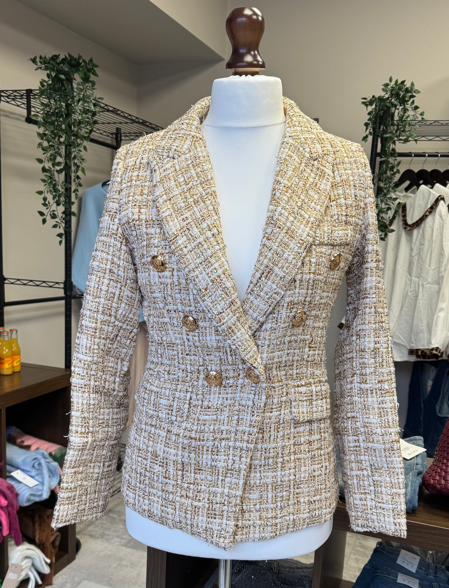 SUZIE GOLD TWEED BLAZER