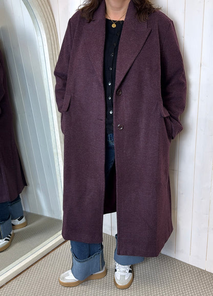 CARLA LONGLINE COAT BERRY
