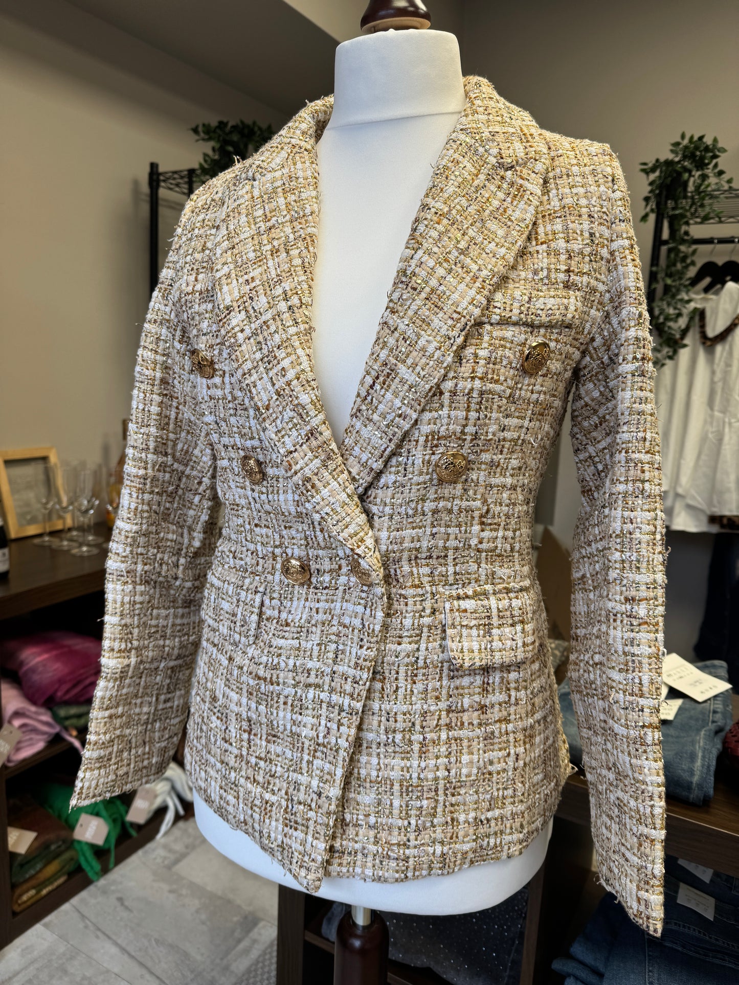 SUZIE GOLD TWEED BLAZER