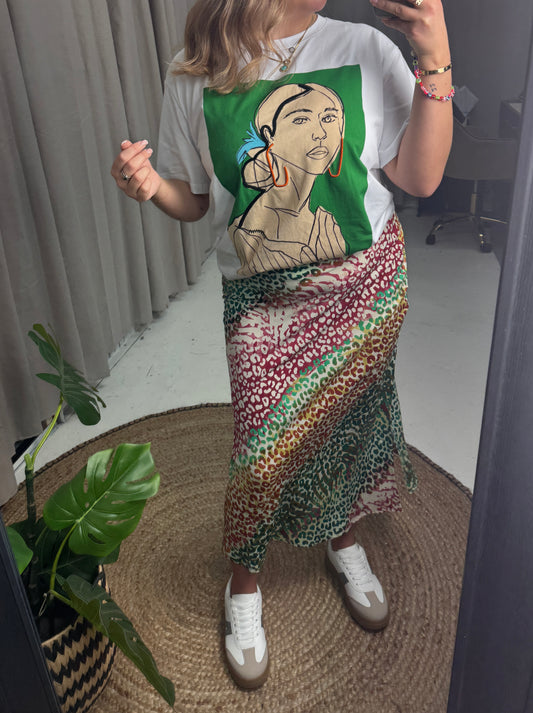 VALLE LEOPARD COLOURFUL MAXI SKIRT