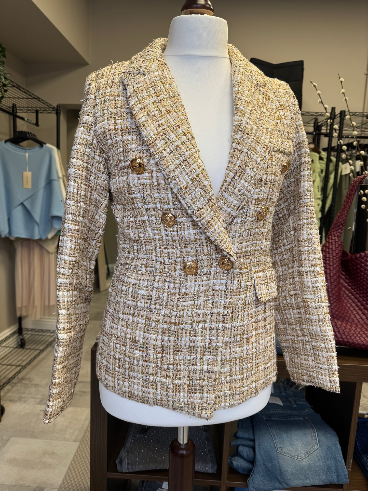 SUZIE GOLD TWEED BLAZER